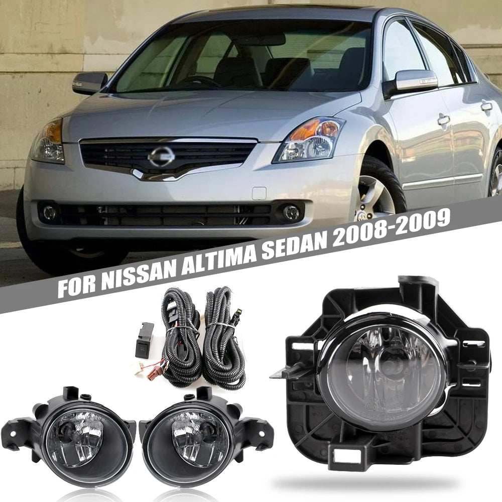 Front Bumper Fog Lamp Upgrade FOR Nissan Altima sedan 2008-2009 Version Additional Foglight Set Switch + Wiring