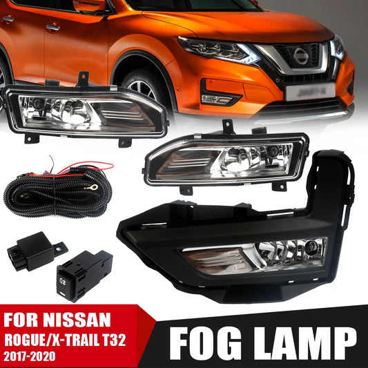 Front Bumper Fog Lamp UpgradeKit For NISSAN ROGUE X-TRAIL 2017 2018 2019 2020 Version Additional Foglight Set Switch + Wiring